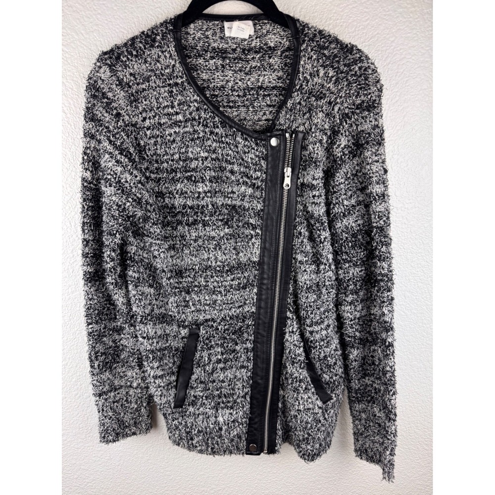 Club Monaco Knit Moto Jacket Italian‎ Yarn XS Grunge Normcore Biker Asymmetrical